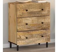 WHOPBXGAD Armoire latérale en Bois Massif de manguier 60x33x75 cm, Meuble de Rangement Salon Chambre, Design Intemporel avec étagère et Pieds en Fer Robustes