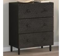 WHOPBXGAD Armoire latérale Noire en Bois Massif de manguier 60x33x75 cm, Meuble de Rangement Salon et Chambre, Design Intemporel, Grande capacité et Stable