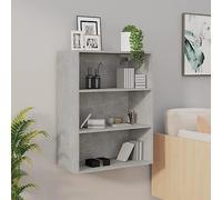 WHOPBXGAD Armoire Murale Suspendue, Étagère de Rangement Gris Béton 90 cm, Meuble Salle de Bain ou Cuisine, 3 Compartiments, Bois Ingénierie Résistant, Charge 60 kg, 69.5x32.5x90 cm