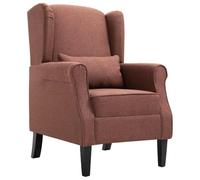 WHOPBXGAD Brown Fabric Accent Chair for Living Room, Modern Upholstered Armchair with High Back and Lumbar Support Pillow, Sturdy Wood Frame Lounge Chair for Bedroom Office, Max Load 110kg