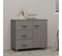 WHOPBXGAD Buffet de Rangement en Pin Massif HAMAR, Armoire Commode avec 3 Tiroirs et 1 Porte, Meuble Salon Gris Clair 90x40x80 cm, Design Moderne pour Séjour et Salle à Manger