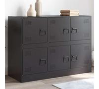 WHOPBXGAD Buffet de Rangement Moderne en Acier Noir 99x39x73 cm, Meuble TV Salon, Armoire de Séjour avec 6 Portes et Poignées, Design Robust et Grand Espace de Stockage