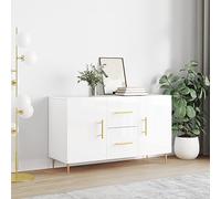 WHOPBXGAD Buffet de Salle à Manger Moderne en Bois d'Ingénierie Blanc Brillant 100x36x60 cm, Meuble de Rangement avec Portes et Pieds Métal, Idéal pour Salon et Entrée