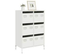 WHOPBXGAD Buffet Haut de Rangement Blanc Acier 68x39x101,5 cm, Meuble de Salon et Salle à Manger avec 4 Portes 2 tiroirs, Design Moderne et Rangement Pratique pour Maison