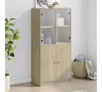 WHOPBXGAD Buffet Haut Étagère Bibliothèque avec Portes en Chêne Sonoma, Bois d'Ingénierie Durable pour Salon et Bureau, Armoire de Rangement Moderne 142 cm