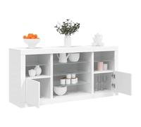 WHOPBXGAD Buffet Moderne avec Éclairage LED RGB, Meuble de Rangement Entrée Salon, Blanc 142.5x37x67 cm, Armoire Lumineuse Contemporaine pour Séjour et Salle à Manger, Grand Espace de Stockage