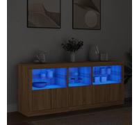 WHOPBXGAD Buffet Moderne Salon avec éclairage LED RGB, Meuble TV chêne Sonoma 162 cm, Grand Rangement, Design Contemporain pour séjour et Salle à Manger