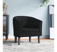 WHOPBXGAD Chaise Cabriolet en Velours Noir, Fauteuil d'Appoint Moderne et Confortable pour Salon ou Chambre, Design Tuffeté avec Accoudoirs, Cadre en Bois Stable, Supporte 110 kg