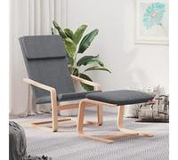 WHOPBXGAD Chaise de Relaxation avec Repose-Pieds, Fauteuil Relax Gris Foncé en Tissu Durable et Bois de Bouleau Massif pour Salon et Bureau, Confortable Siège Pivotant avec Housse Amovible
