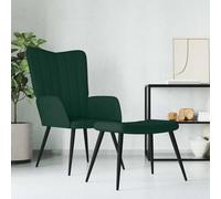 WHOPBXGAD Chaise de Relaxation avec Repose-Pieds, Fauteuil Velours Vert Foncé, Canapé d'angle Confortable pour Salon et Bureau, Chaise de Lecture avec Tabouret, Design Moderne et Stable