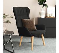 WHOPBXGAD Chaise de Relaxation Confortable en Tissu Respirant Noir, Fauteuil de Détente avec Cadre Métal Stable pour Salon et Salle à Manger, Siège Large Supportant 110 kg