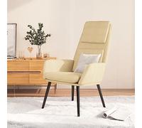 WHOPBXGAD Chaise de Relaxation Salon Crème Tissu Polyester, Fauteuil Confortable avec Accoudoirs, Cadre Métallique Solide, Support 110kg, pour Séjour et Bureau, Assemblage Facile