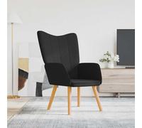 WHOPBXGAD Chaise de Relaxation Tissu Noir Moderne, Fauteuil de Bureau et Salon Confortable avec Accoudoirs, Cadre en Acier et Pieds en Bois, Supporte 110 kg, Design Élégant pour Décoration Intérieure