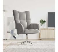 WHOPBXGAD Chaise de Relaxation Tournante 360° en Velours Gris Clair, Fauteuil de Bureau et Salon avec Accoudoirs, Confortable Moderne pour Détente et Décoration Intérieure