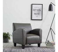 WHOPBXGAD Chaise Lounge Chair Grey Faux Leather, Modern Accent Chair for Living Room and Bedroom, Comfortable PU Leather Recliner with Sturdy Metal Frame for Reading Relaxation, Durable Home Decor