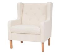 WHOPBXGAD Comfortable Cream White Fabric Armchair for Living Room, Soft Polyester Upholstered Lounge Chair with Solid Wood Frame, Easy Assembly Reading Accent Chair, 76x68x90cm, Max Load 110kg
