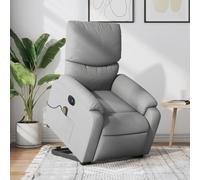 WHOPBXGAD Electric Lift and Recline Chair with Massage, Power Standing Assist Chair for Elderly and Adults, Comfortable Fabric Recliner with Vibration, Light Grey, 110kg Capacity