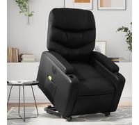 WHOPBXGAD Electric Lift and Recline Massage Chair for Elderly and Adults, Black PU Leather Power Lift Recliner Chair with Vibration Massage, USB Remote, Cup Holders, 135° Tilt, Supports 110kg