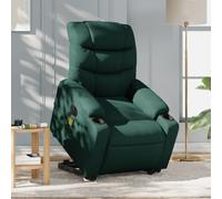 WHOPBXGAD Electric Lift and Recline Massage Chair for Elderly and Adults, Power Standing Assist, 6 Point Vibration, USB Powered, Dark Green Fabric, Max Load 110kg, Home Comfort Recliner Sofa