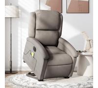 WHOPBXGAD Electric Lift and Recline Massage Chair for Elderly and Adults, Power Standing Assist, 6 Point Vibration, USB Powered, Taupe Fabric, Max Load 110kg, Home Comfort Recliner