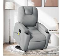 WHOPBXGAD Electric Lift and Recline Massage Chair for Elderly and Adults, Power Standing Assist, 6-Point Vibration, USB Powered, Light Grey Fabric, Max Load 110kg, Comfortable Home Office Recliner