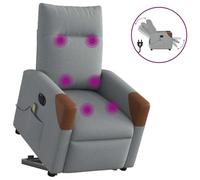 WHOPBXGAD Electric Lift and Recline Massage Chair for Elderly and Adults, Power Standing Assist, 6 Point Vibration, USB Powered, Light Grey Fabric, Max Load 110kg, Comfortable Home Office Recliner