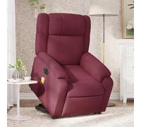 WHOPBXGAD Electric Lift and Recline Massage Chair for Elderly and Adults, Power Tilt Assist Chair with Vibration, USB Remote, Bordeaux Red Fabric, Max Load 110kg, Home Comfort