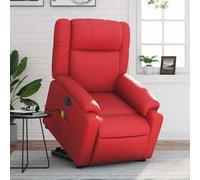 WHOPBXGAD Electric Lift and Recline Massage Chair for Elderly and Adults, Red PU Leather Power Recliner with Vibration, Heated Seat, Side Pocket, Supports 110kg, Home Living Room Comfort