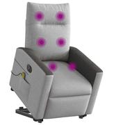 WHOPBXGAD Electric Lift and Recline Massage Chair for Elderly, Power Adjustable with 6-Point Vibration, Comfortable Cloud Grey Fabric, Home Relaxation and Senior Living, Max Load 110kg