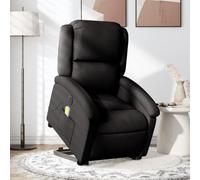 WHOPBXGAD Electric Lift and Recline Massage Chair for Elderly, Power Lift Recliner Chair with 6 Point Vibration Massage, USB Powered, 135 Degree Tilt, Soft Fabric, Supports 110kg, Black