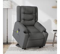 WHOPBXGAD Electric Lift and Recline Massage Chair for Elderly, Power Standing Assist Chair with 6-Point Vibration, Grey Fabric Recliner for Living Room and Bedroom, Max Load 110kg