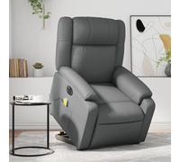 WHOPBXGAD Electric Lift and Recliner Chair for Elderly, Power Reclining Sofa with Massage, Grey Faux Leather Adjustable Heavy Duty Lift Chair for Living Room, Home Comfort Seat with Remote Control