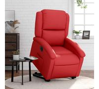 WHOPBXGAD Electric Lift and Recliner Chair for Elderly, Power Reclining Sofa with Massage & Heat, Red Faux Leather Living Room Chair, Comfortable Home Theater Seat with Side Pocket, Supports 110 kg