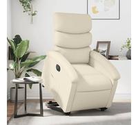 WHOPBXGAD Electric Lift and Recliner Chair for Elderly, Power Rise Assist Reclining with Remote, Cream Faux Leather Massage Chair, Comfortable Home Theater Seat, Max Load 110kg