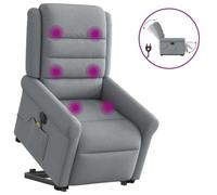 WHOPBXGAD Electric Lift and Recliner Chair with Massage for Elderly, Power Standing Assist, 6 Point Vibration, USB Powered, Grey Fabric, Comfortable Home Office Reclining Chair, Max Load 110kg