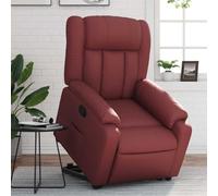 WHOPBXGAD Electric Lift Recliner Chair for Elderly and Seniors, Power Rise Assist Reclining Chair with Manual Tilt, Bordeaux Red Faux Leather, Comfortable Home Living Room Recliner, Max Load 110kg