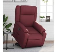 WHOPBXGAD Electric Lift Recliner Chair for Elderly, Power Lift and Recline, Bordeaux Red Faux Leather Massage Recliner with Remote, Heavy Duty for Living Room Bedroom, Max Load 110kg