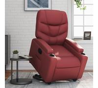 WHOPBXGAD Electric Lift Recliner Chair for Elderly, Power Lift Chair with Massage and Heat, Adjustable Power Bordeaux Red Faux Leather Recliner Sofa for Living Room, Max Load 110kg