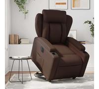 WHOPBXGAD Electric Lift Recliner Chair for Elderly, Power Lift Chair with Massage, Brown Faux Leather Recliner Sofa, Remote Control, 135 Degree Tilt, Max Load 110kg, Home Living Room Bedroom