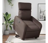 WHOPBXGAD Electric Lift Recliner Chair for Elderly, Power Lift Recliner with Massage and Heat, Brown Faux Leather Reclining Chair for Living Room, Adjustable Remote Control, Max Load 110kg