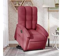 WHOPBXGAD Electric Lift Recliner Chair for Elderly, Power Lift Recliner with Massage and Heat, Remote Control, Bordeaux Red Fabric, Comfortable Reclining Chair for Living Room, Max Load 110kg