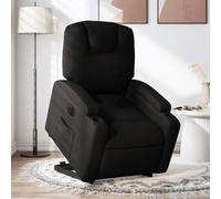 WHOPBXGAD Electric Lift Recliner Chair for Elderly, Power Lift Recliner with Massage, Heated, Cup Holders, Remote Control, Black Fabric Reclining Chair for Living Room, Max Load 110kg