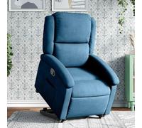 WHOPBXGAD Electric Lift Recliner Chair for Elderly, Power Lift with Manual Recline, Blue Velvet Reclining Chair for Living Room, Home Comfort, Max 110kg, Easy Stand Assist