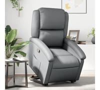 WHOPBXGAD Electric Lift Recliner Chair for Elderly, Power Lift with Manual Recline, Grey PU Leather Reclining for Living Room Bedroom, Comfortable Massage Chair with Side Pocket, Max Load 110kg
