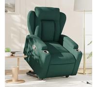 WHOPBXGAD Electric Lift Recliner Chair for Elderly, Power Lift with Manual Recline, Massage, Cup Holders, Dark Green Fabric, Comfortable Reclining Chair for Living Room, Bedroom, Max Load 110kg