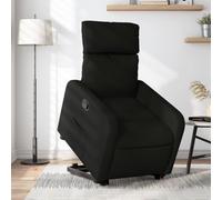 WHOPBXGAD Electric Lift Recliner Chair for Elderly, Power Lift with Manual Recline, Massage, Heat, Side Pocket, Black Fabric Reclining Chair for Living Room, Home, Senior Comfort