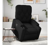 WHOPBXGAD Electric Lift Recliner Chair for Elderly, Power Lift with Manual Recline, Massage Heating, Side Pocket, Black Faux Leather Reclining Chair for Living Room Bedroom, Max Load 110kg