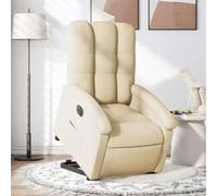 WHOPBXGAD Electric Lift Recliner Chair for Elderly, Power Lift with Remote, Cream Fabric Reclining Chair, Massage Recliner for Living Room, Home Theater Seat with Side Pocket, 110kg Capacity