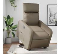 WHOPBXGAD Electric Lift Recliner Chair for Elderly, Power Reclining Sofa with Massage and Heat, Cappuccino Faux Leather Adjustable Chair for Living Room, Home Theater, Max Load 110kg