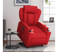WHOPBXGAD Electric Lift Recliner Chair for Elderly, Power Reclining Sofa with Massage & Heat, PU Leather Red Lift Chair for Living Room, Heavy Duty 110kg, Remote Control